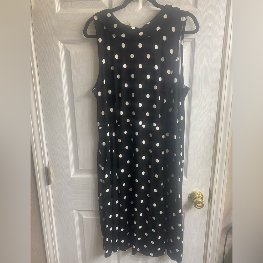 Isaac Mizrahi Live! Polka Dot Dress Black Large Midi